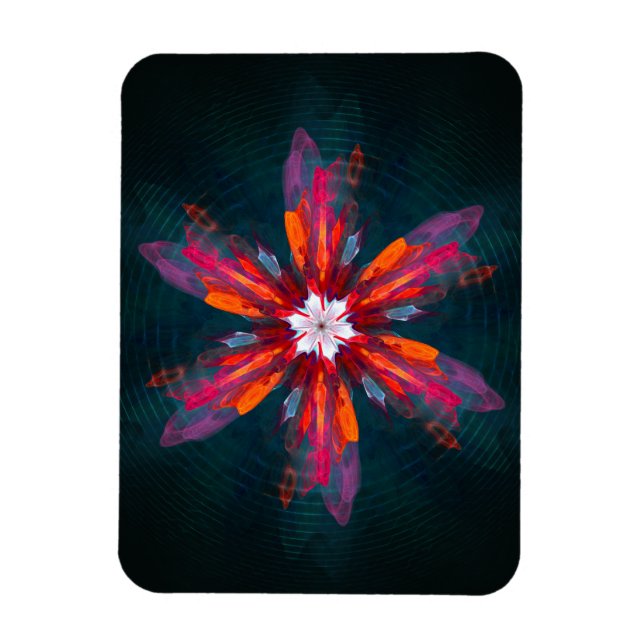Ímã Floral Flores de Mandala Laranja Vermelho Abstrato (Vertical)