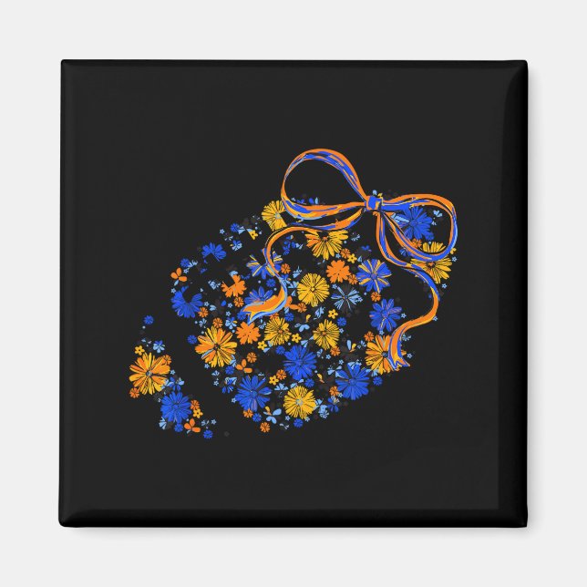 Imã Floral Football Game Day Coquette Team Srit Blue & (Frente)