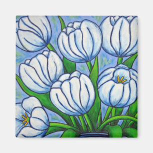 Imã Floral Funky - ímã branco da tulipa