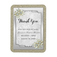 Floral Gem Moldura Prata, Casamento Ouro & Prata