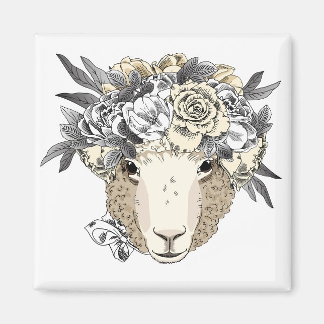 Imã Floral Halo Sheep (Frente)
