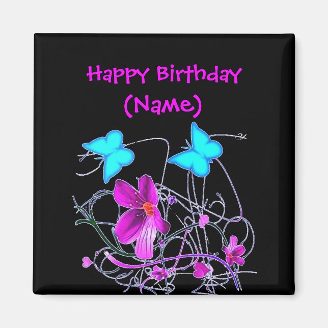 Imã Floral Happy Birthday Magnet (Frente)