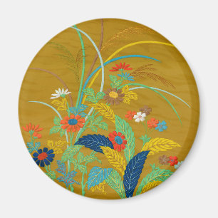 Imã Floral Japonês Vintage de G.A. Audsley com Flores