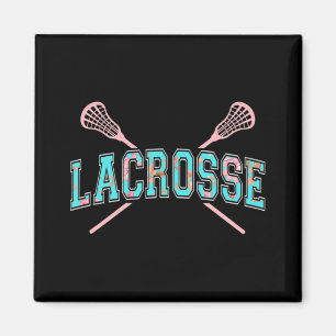 Imã Floral Lacrosse Crossed Sticks LAX Girly Teal PInk