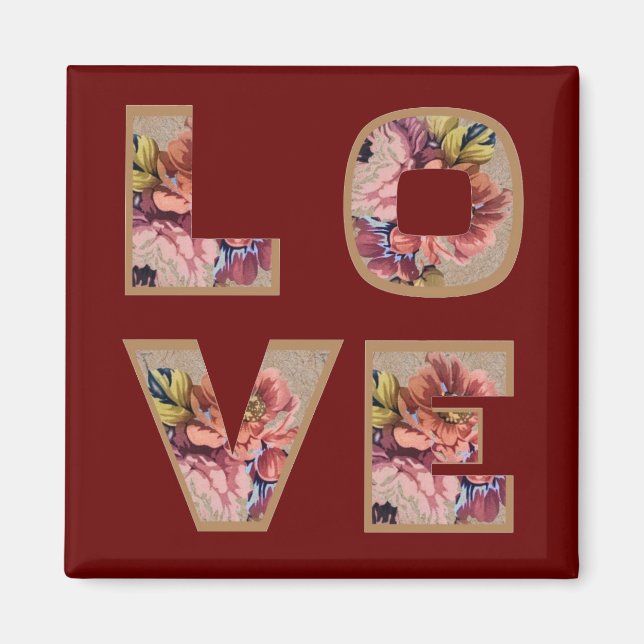 Imã Floral Love Letters Burgundy (Frente)