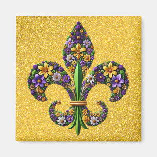 Imã Floral Mardi Gras fleur de lis