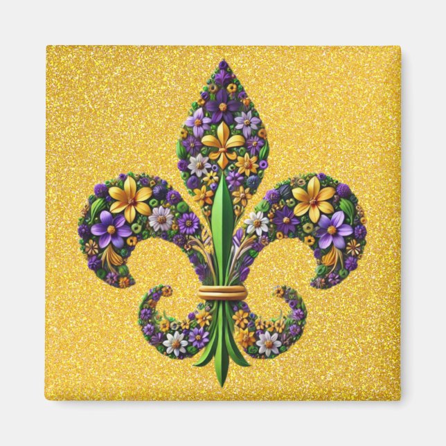 Imã Floral Mardi Gras fleur de lis (Frente)