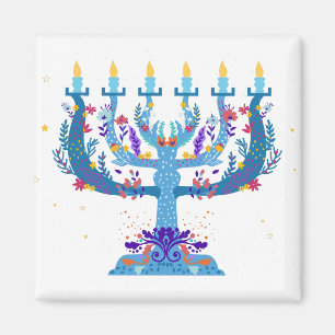 Imã floral menorah hanukkah