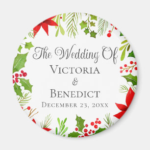 Imã Floral Personalizado de Casamento de Natal Festivo