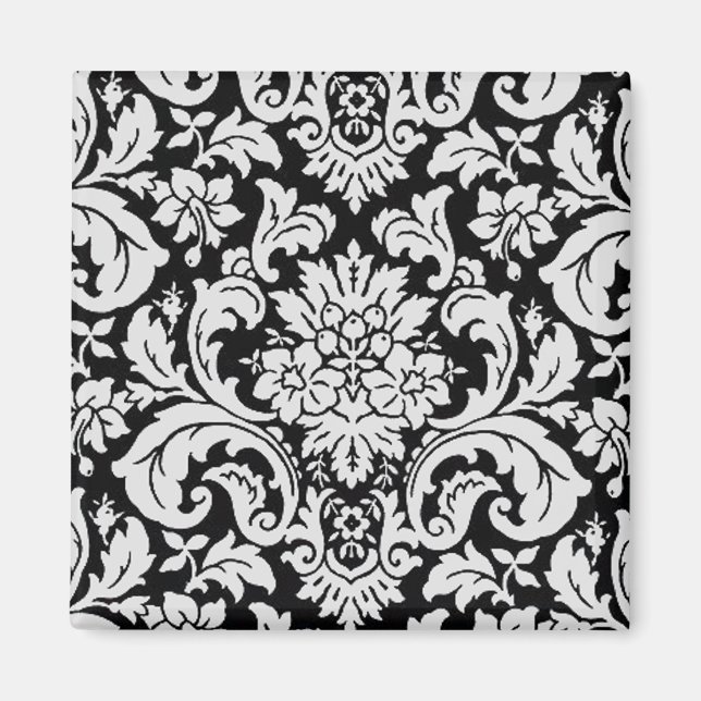 Imã Floral Preto e Branco (Frente)
