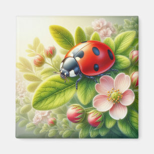 Imã Floral/primavera ladybug trabalho de arte
