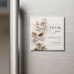 Imã Floral Rosa Branco | Fim De Casamento<br><div class="desc">Nós projetamos este floral rosa branco | magneta de casamento para o seu belo casamento. Você pode mudar o texto,  com o nome de noiva e noiva,  facilmente personalizar e personalizar</div>