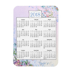Ímã floral roxo do calendário do amor 2018