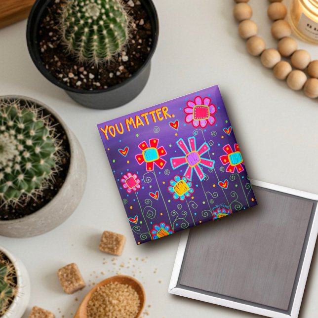 Imã Floral Roxo Você Importa. Inspiração. Na Moda. (Criador carregado)