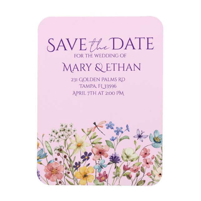 Ímã Floral Save the Date Wedding Invitation  (Vertical)