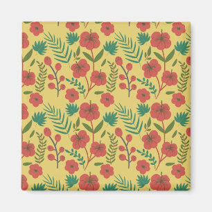 Imã Floral, sem costura, flores amarelas vermelhas
