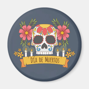 Imã Floral Skull Dia de los Muertos Magnet