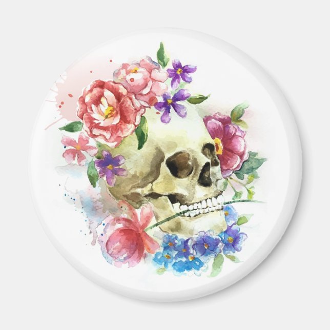 Imã Floral Skull Dia de los Muertos | Magnet (Frente)
