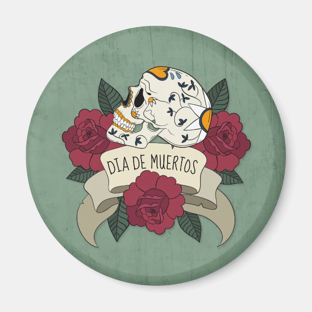 Imã Floral Skull Dia de los Muertos | Magnet (Frente)
