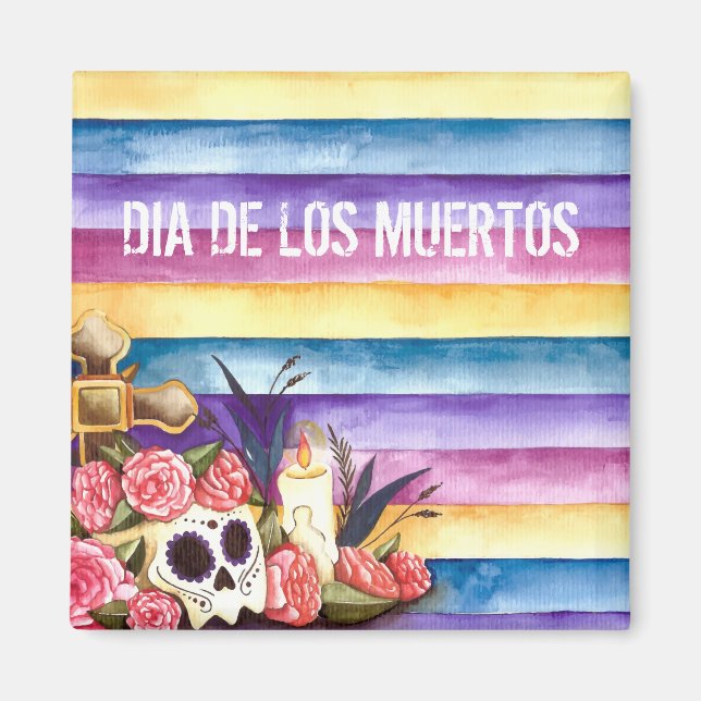 Imã Floral Skull Dia de los Muertos | Magnet (Frente)
