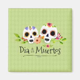 Imã Floral Sugar Skulls Dia de Muertos Íman