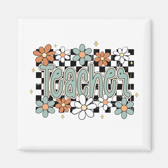 Imã Floral Teacher Magnet (Frente)