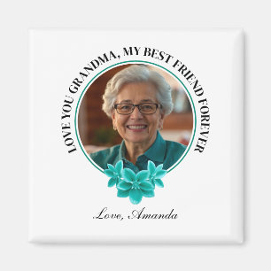 Imã Floral Teal Frame Grandboy para a Vovó Foto
