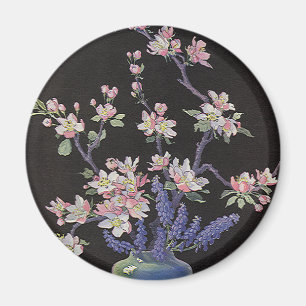 Imã Floral Vintage, Flores de Cerejeira em um Vaso