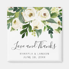 Imã Floral White Roses Greenery Favor do Casamento