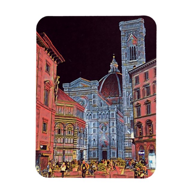 Ímã Florença Artista, Itália Street Cena com Duomo (Vertical)