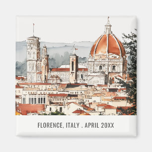 Imã Florence Cathedral Itália Watercolor Viagem italia