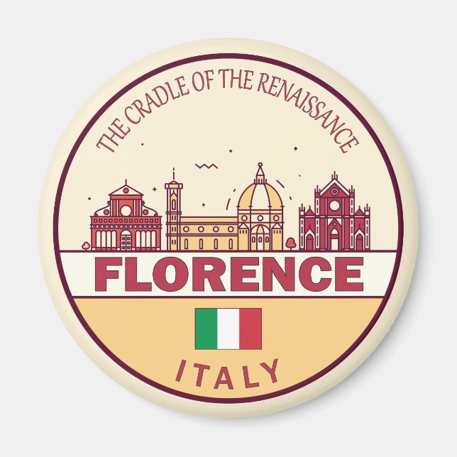Imã Florence Itália City Skyline Emblem (Frente)
