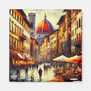 Imã Florence, rua Itália com pintura Duomo