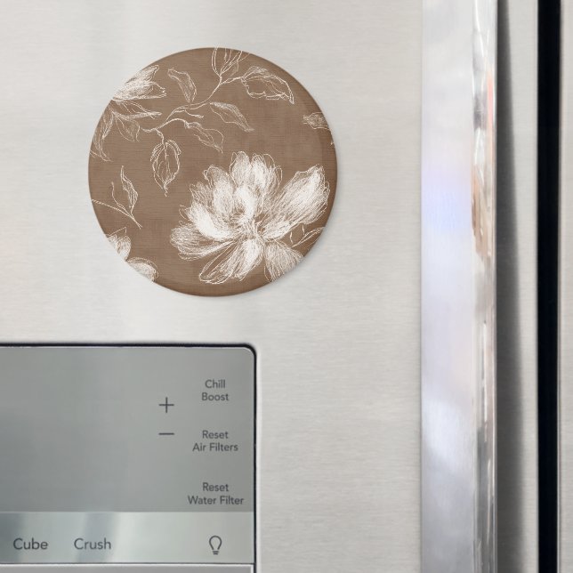 Imã Flores Abstratas Marrons Brancas (In Situ (Fridge))