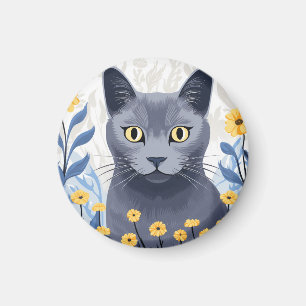 Imã Flores Amarelas do Gato Azul Russo
