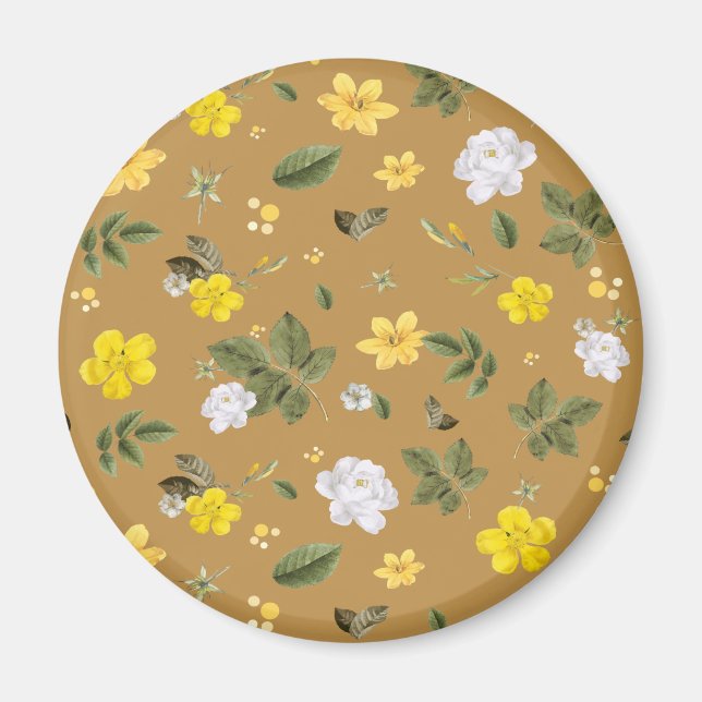 Imã Flores Amarelas e Rosas Brancas 4 (Frente)