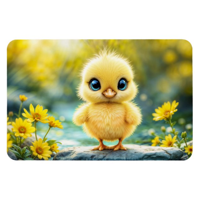 Ímã Flores amarelas primavera de pássaro doce (Horizontal)