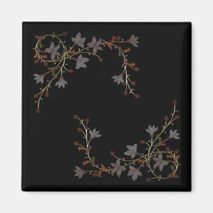 Imã Flores Art Déco em Preto