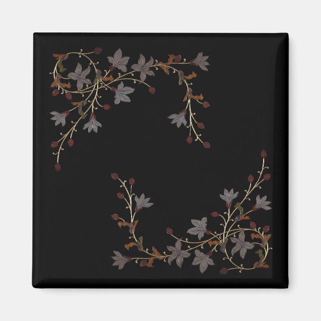 Imã Flores Art Déco em Preto (Frente)