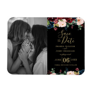 Ímã Flores azuis, cor de água, cor de rosa, borgonha 