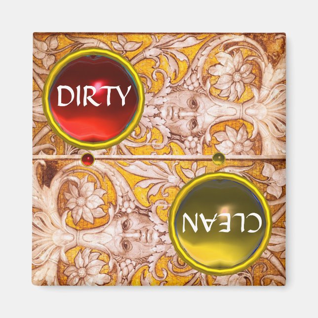 IMÃ FLORES BRANCOS DOURADOS DE FACE GROTESCA SUJAS LIM (Frente)