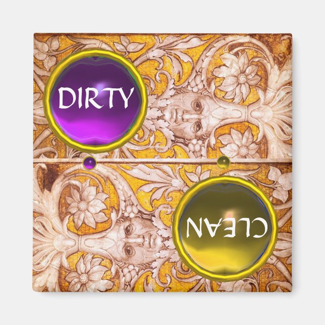 IMÃ FLORES BRANCOS DOURADOS DE FACE GROTESCA SUJAS LIM (Frente)