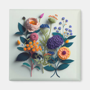 Imã Flores Coloridas De Papel