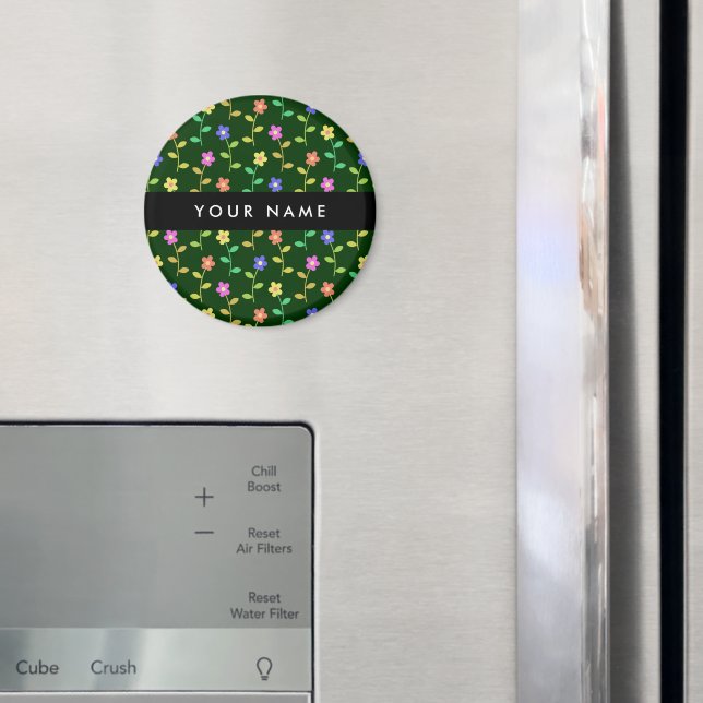 Imã Flores Coloridas, Fundo Verde, Preto (In Situ (Fridge))