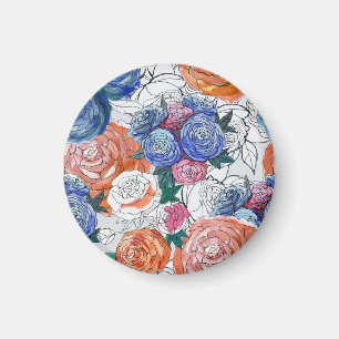 Imã Flores Coloridas: Padrão Vibrante Sem Costura