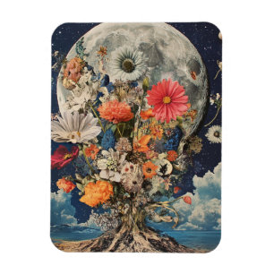 Ímã Flores Coloridas Sob Lua Cheia