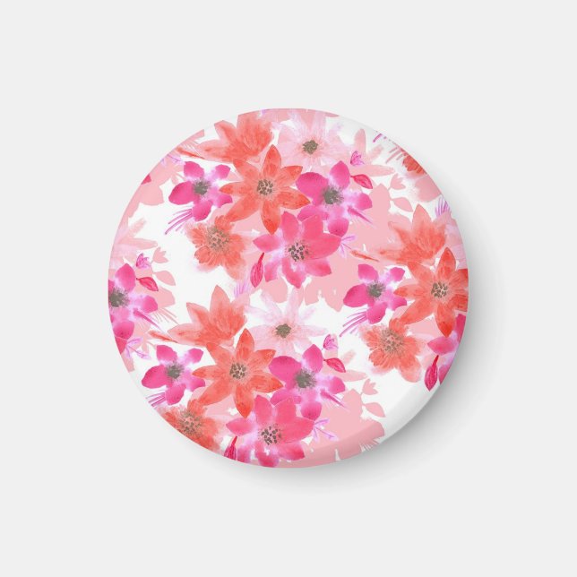 Imã Flores Cor de Água Moderna Rosa (Frente)