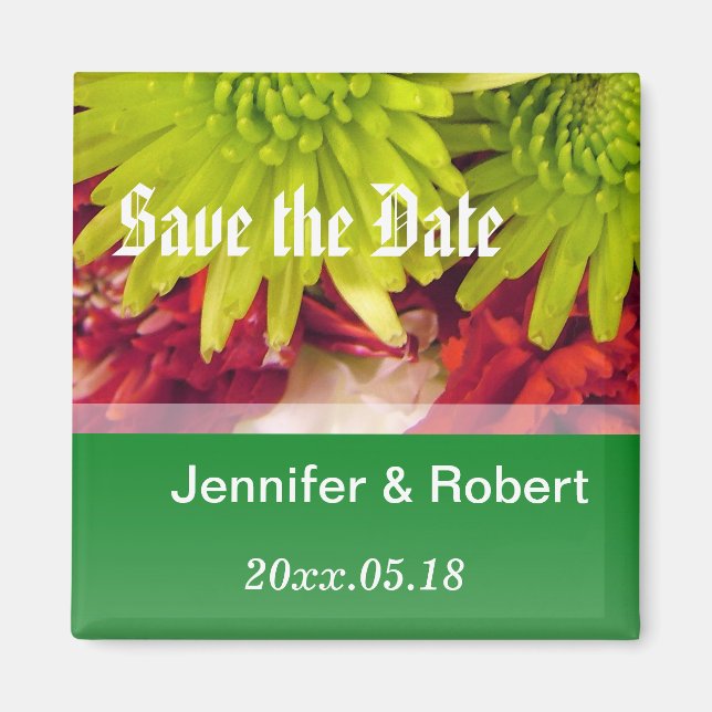 Imã flores crisântemo salvam data (Frente)