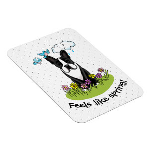 Ímã Flores da primavera Boston Terrier Dog (preto) Cut