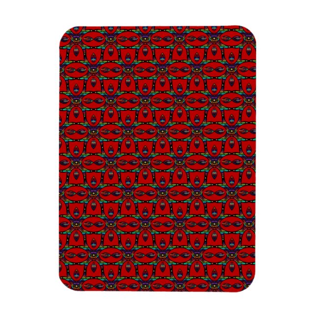 Ímã Flores de Abstrato vermelho como arte floral (Vertical)